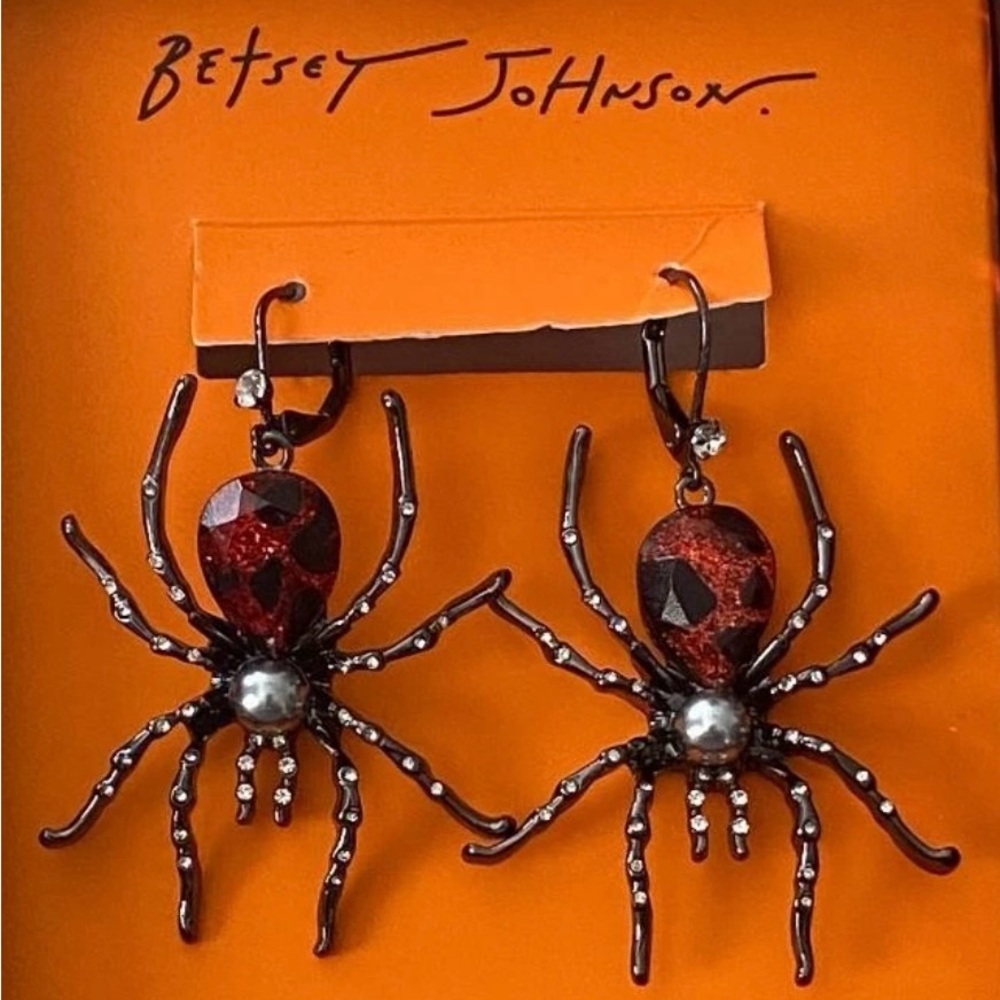 Betsey Johnson Black Red Tone
Multicolor Crystal Spider
Dangle/Drop Earrings
